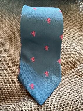 Classic Ben Silver Navy Tie with Red Lion Motif - Men's Accessory